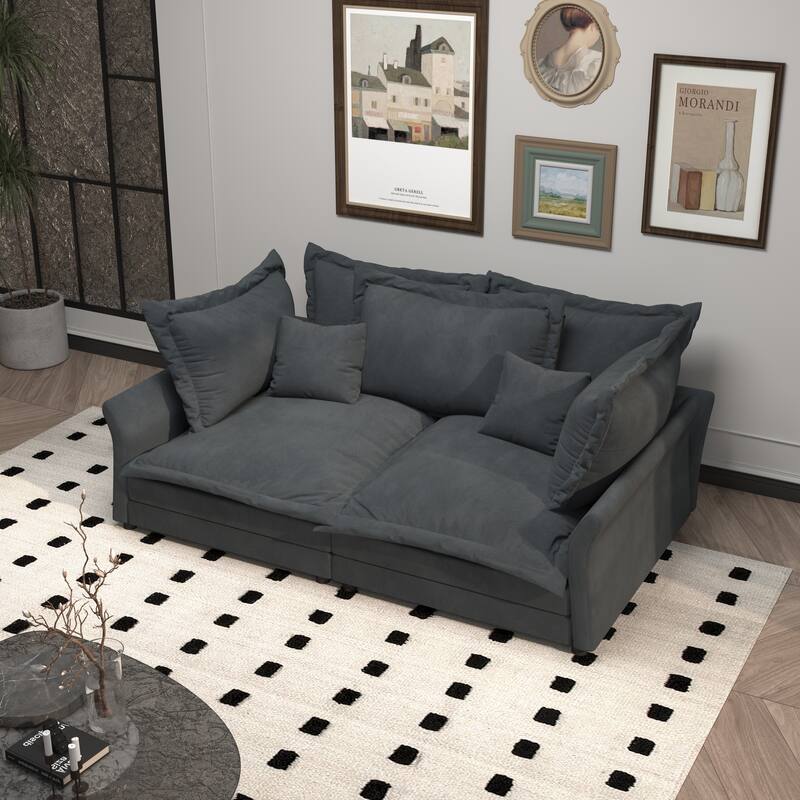 90.55" Modern Deep Seat Sofa Couches with Multiple Large Soft Pillows