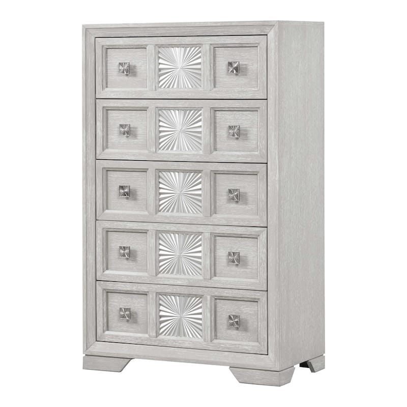 Furniture of America Jupiter Light Grey Wood 5-Drawer Chest