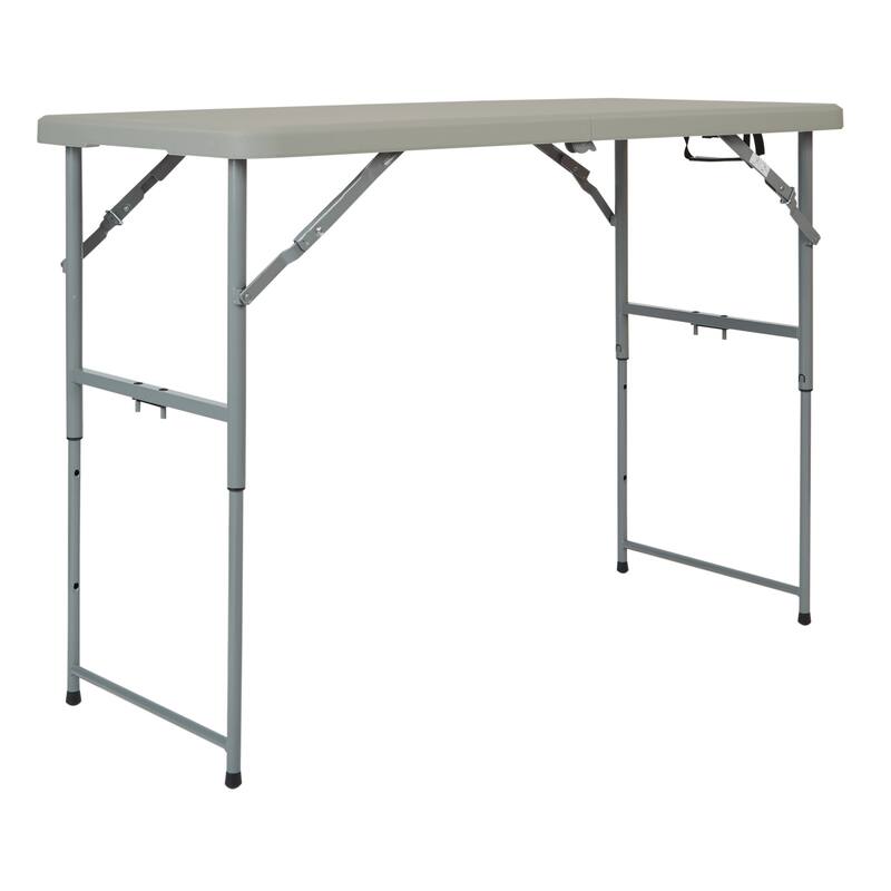 OS Home and Office Furniture Model 4' Long-Height Adjustable Fold in Half Resin Multi Purpose Table. - N/A