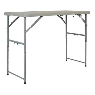 OS Home and Office Furniture Model 4' Long-Height Adjustable Fold in Half Resin Multi Purpose Table. - N/A