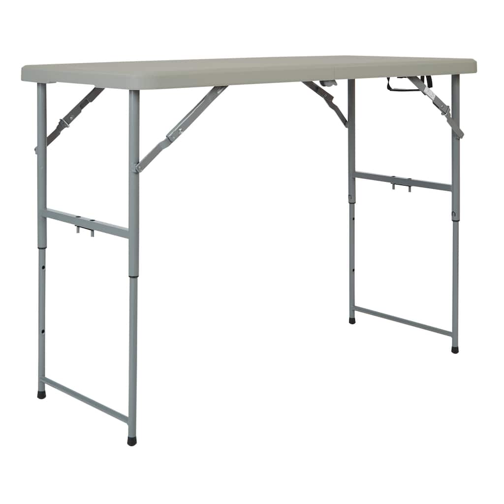 OS Home and Office Furniture Model 4' Long-Height Adjustable Fold in Half Resin Multi Purpose Table. - N/A