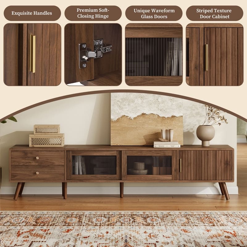 76-Inch TV Stand For Tvs Up To 85", Entertainment Center TV Media Console Table With Storage Cabinet And 2 Drawers