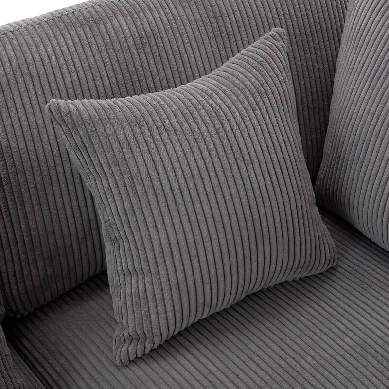 105" Corduroy Three Seater Upholstered Large Sofa (New Arrival)