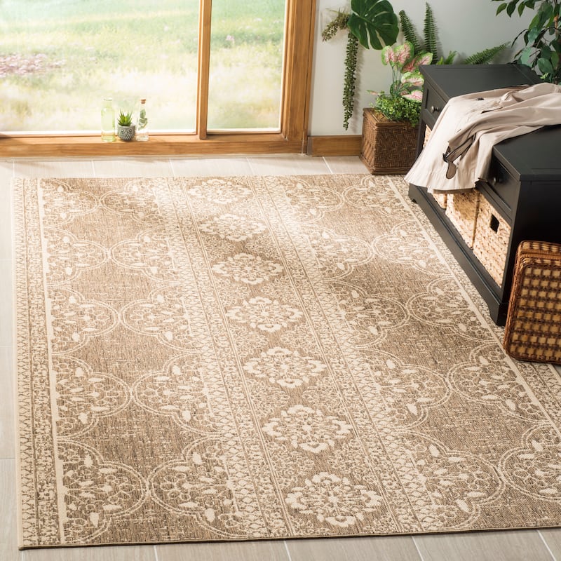 SAFAVIEH Linden Aysel Indoor/ Outdoor Waterproof Patio Backyard Rug - 4' x 6' - Cream/Beige