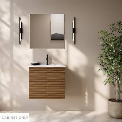 Cascade 24" Wall-Mounted Bathroom Vanity Cabinet Without Top In Brown Oak - 24
