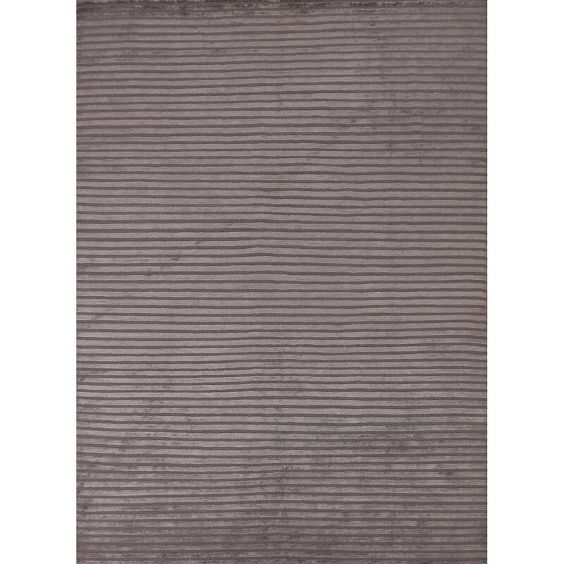 All-Over Striped Nepalese Oriental Area Rug Handmade Wool Carpet - 8'1" x 9'8"