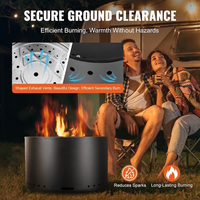 Stainless Steel Smokeless Fire Pit for Patio, Wood Stove