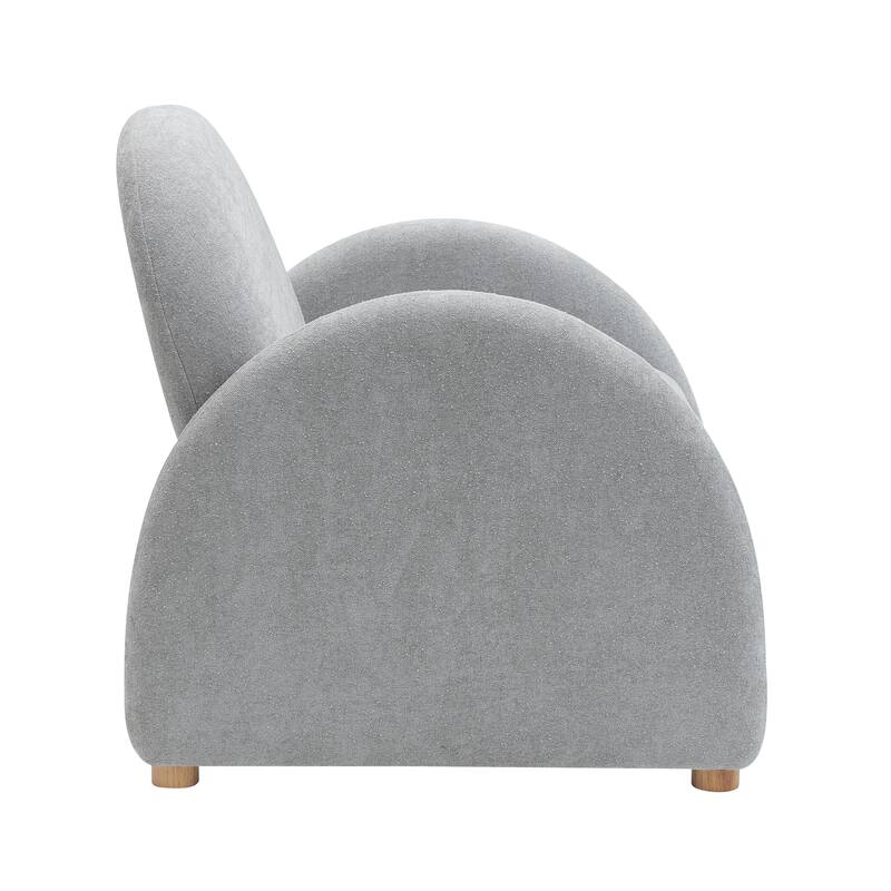 Modern Boucle Accent Armchair - Comfortable Upholstered Lounge Chair with Curved Armrests, Stylish Minimalist Chair