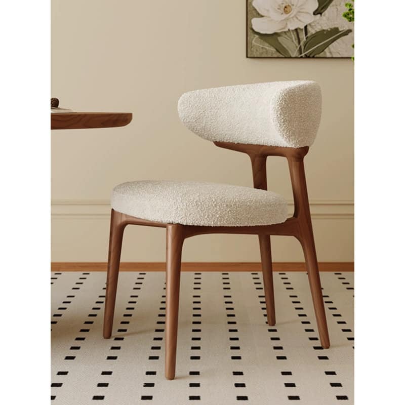 Clotilde Teddy Fabric Chair - Walnut