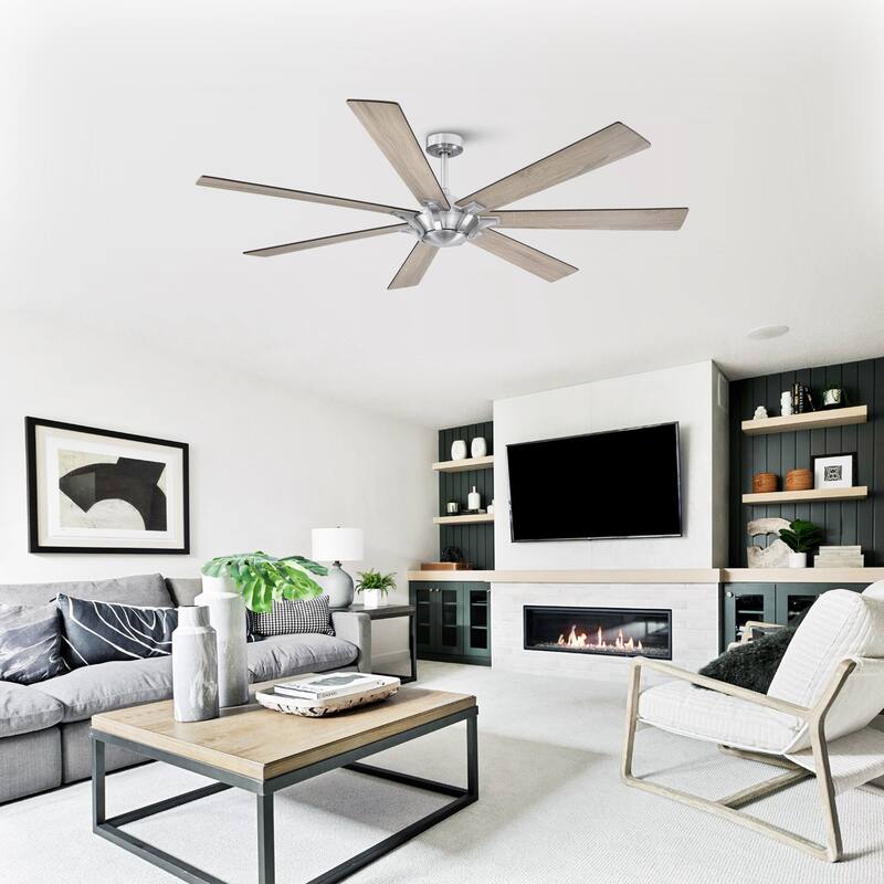 72" Farmhouse DC Motor Brushed Nickel Ceiling Fan with Remote Control
