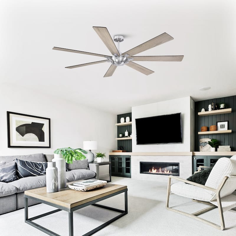 72" Farmhouse Oak Wooden 7-Blade Reversible Windmill Ceiling Fan without Light