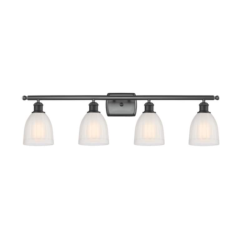 Innovations Lighting Brookfield 4 Light 36" Wide Bathroom Vanity Light - Matte Black / White