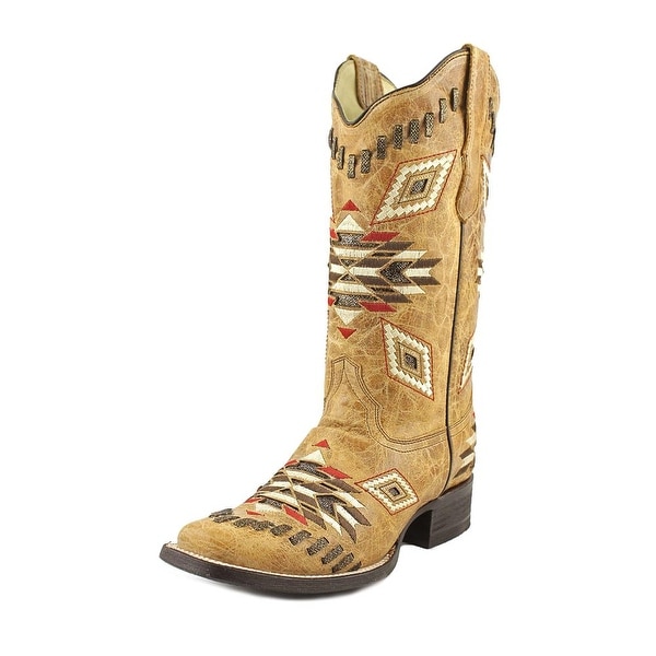 Corral E1023 Women Square Toe Leather Tan Western Boot