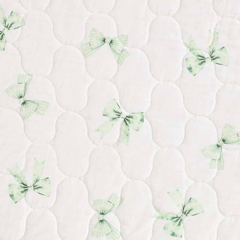 Laura Ashley Bouncy Bows Cotton Reversible Green Quilt Set