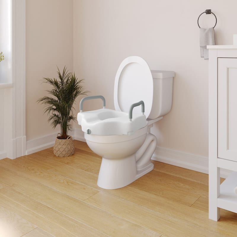 Locking Elevated Toilet Seat Riser with Adjustable Height Arms - 21.25"W x 17.25"D x 12.5"H