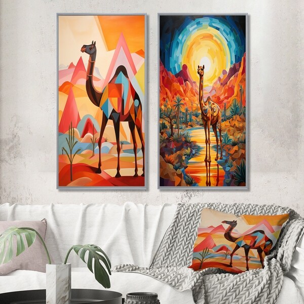 Designart - Camel In Colorful Sahara Desert Landscape I - Camel