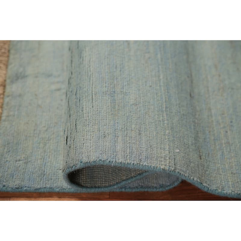 Light Blue Gabbeh Modern Rug Hand-Knotted Solid Wool Carpet - 2'7" x 3'9"