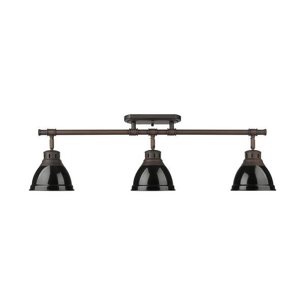 slide 2 of 4, Yep by Golden Lighting Duncan 3-light Semi-Flush Mount in Rubbed Bronze and Black shade - Rubbed Bronze - 3-Light Semi-flush