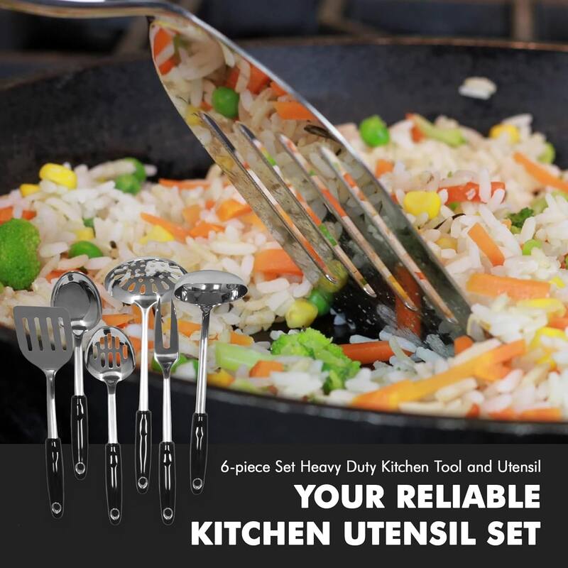 Chef Craft 6 Piece Heavy Duty Stainless Steel Kitchen Tool and Utensil Set
