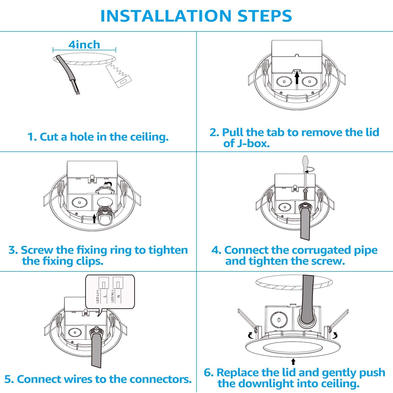 Shop 8 Pack 4 Inch Slim Recessed Ceiling Light With Junction Box