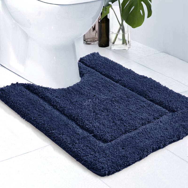 Deconovo Bathroom Rugs, Non Slip Absorbent Shower Bathroom Mat (1 PC) - 20x24 Inch Contour Rug - Navy Blue