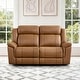 preview thumbnail 37 of 82, Spruce & Spring Genuine Leather Power Reclining Sofa with Optional Console & Flip-Down Table 2PC - Saddle