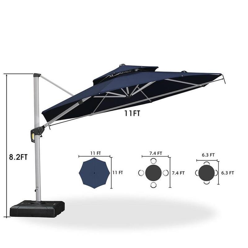 PURPLE LEAF Double Top Round Patio Large Cantilever 360 Degree Rotation 10/11/12/13ft Outdoor Classic Umbrella