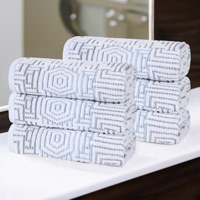 Superior Jasper Cotton Modern Geometric Jacquard Hand Towel Set of 6