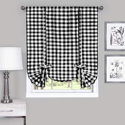 Achim Cotton Blend 63-inch Long Buffalo-check Window Tie-Up Shade