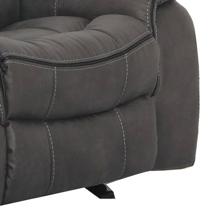 Heny Manual Glider Recliner Chair, Plush Dark Gray Pillow Top Arms