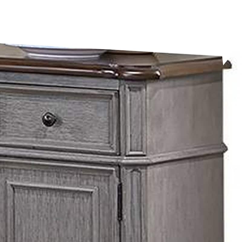 Sideboard Buffet Console, 6 Drawers, 2 Cabinets, 60 Inch Gray, Brown