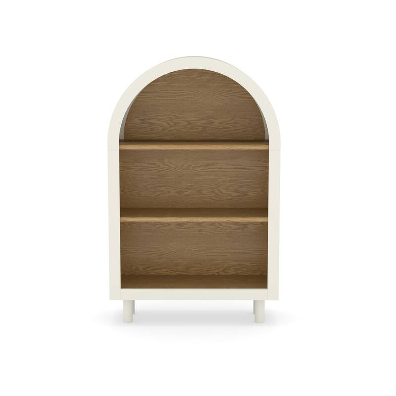 Freestanding Modern Arched Small Bookcase, Storage Cabinet with 3-Tier Storage Shelf