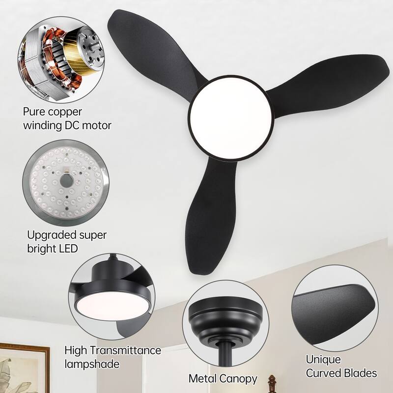 Sofucor 46''/47'' Strong Airflow High CFM Ceiling Fans with Lights and Remote Bedroom Noiseless ETL Fans