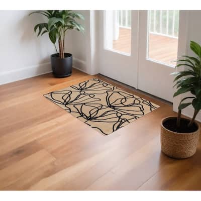 HomeRootsFloral Does not apply Rectangle Area Rug - 47' X '27.5' X '0.25