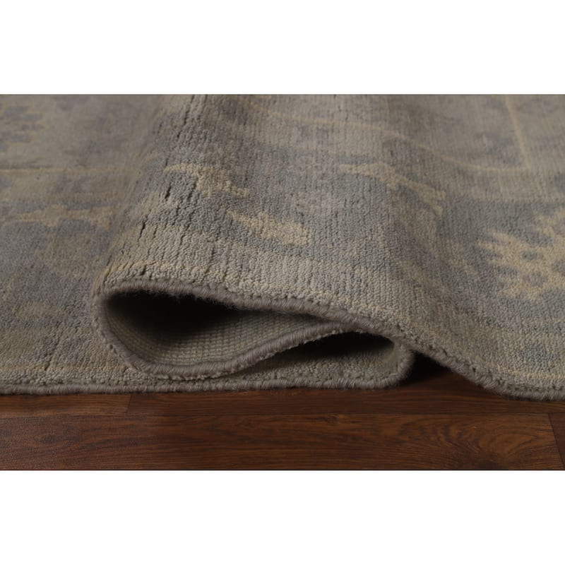 Gray Oushak Indian Area Rug Handmade Wool Carpet - 6'2" x 8'10"