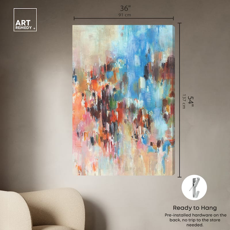 Art Remedy Lovely Feeling Gallery Wrapped Blue Abstract 1 Piece Canvas Wall Art
