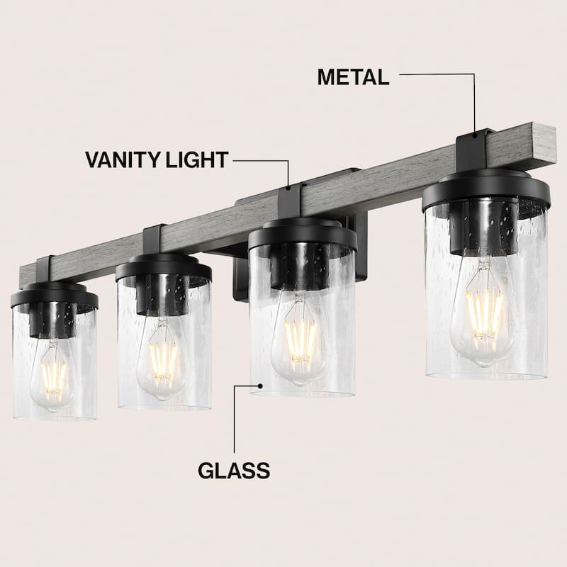 Ferme Iron/Seeded Glass Rustic LED Vanity Light, by JONATHAN Y