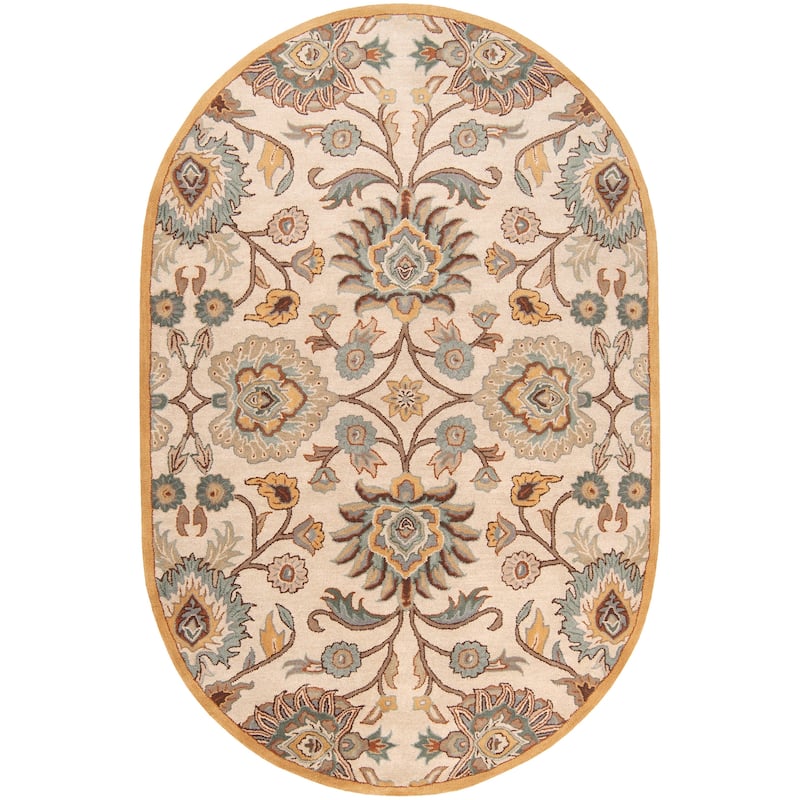 Hand-tufted Coliseum Beige Floral Wool Area Rug (8' x 11')