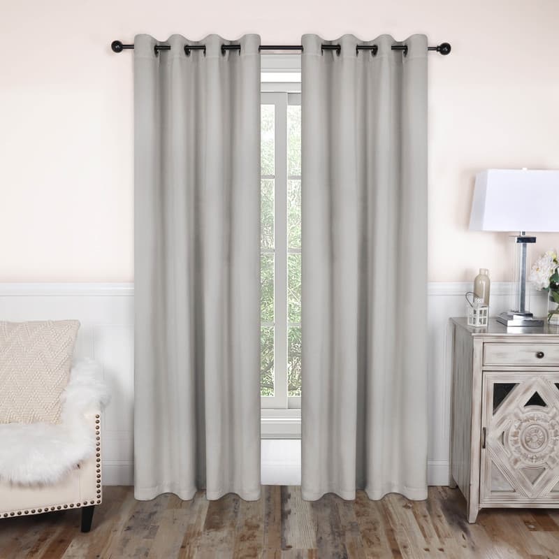 Superior Modern Solid Washable Room Darkening Curtains, Set of 2 Panels - 2PC- 52" x 84" - Chrome
