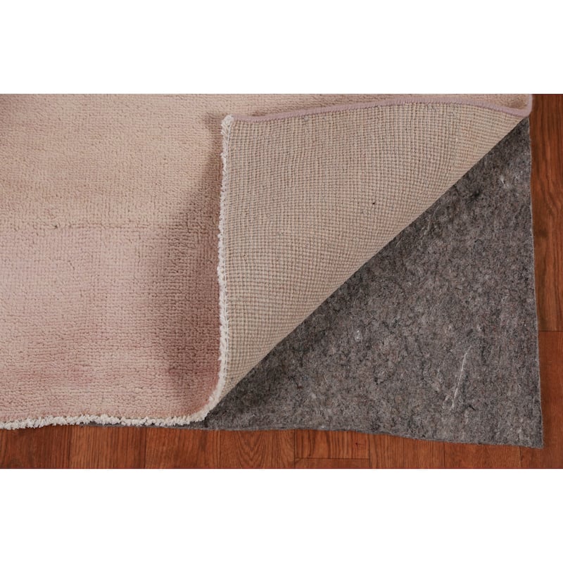 Hand Knotted Oriental 100% Wool Carpet Modern Solid Pink Gabbeh Runner Rug - 8' 3'' X 2' 7''