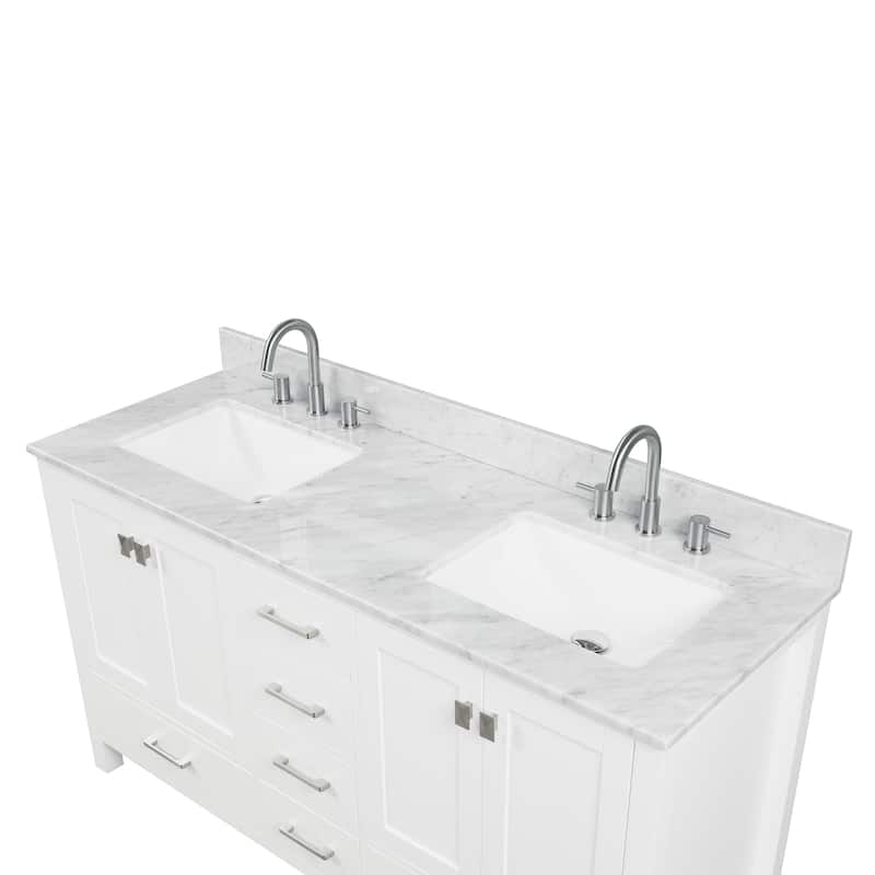 Blossom Geneva 60 Inch Double Bathroom Vanity with Marble Top & Sinks
