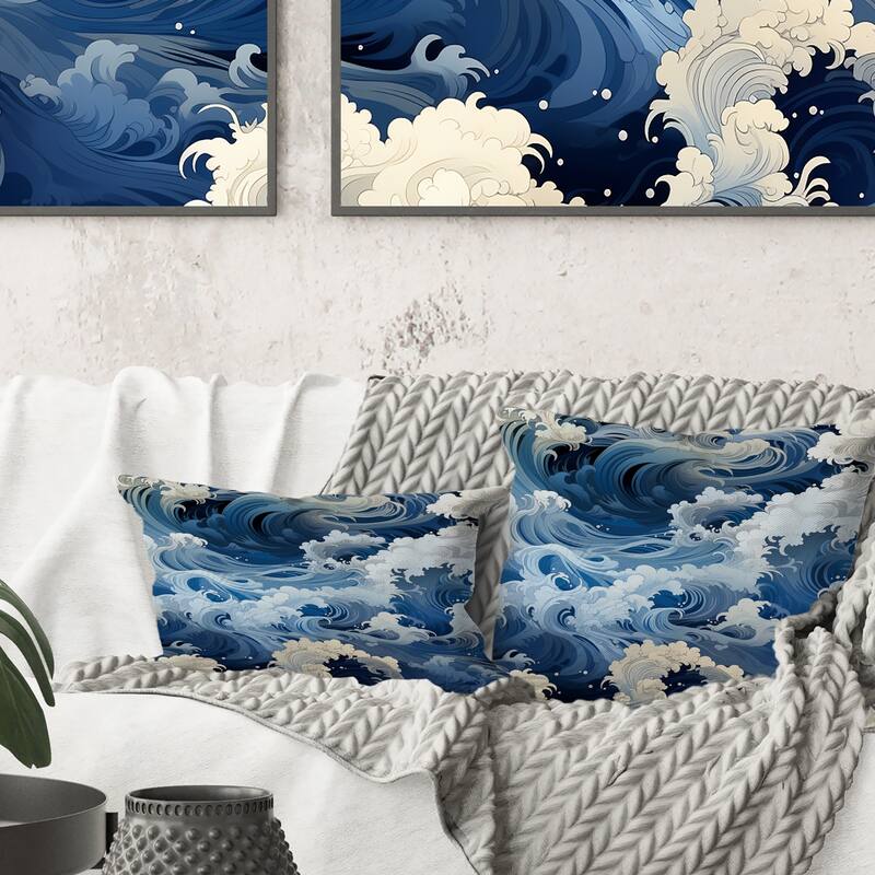 Designart "Oceanic Dreamscape Tropical Pattern III" Coastal Printed Throw Pillow