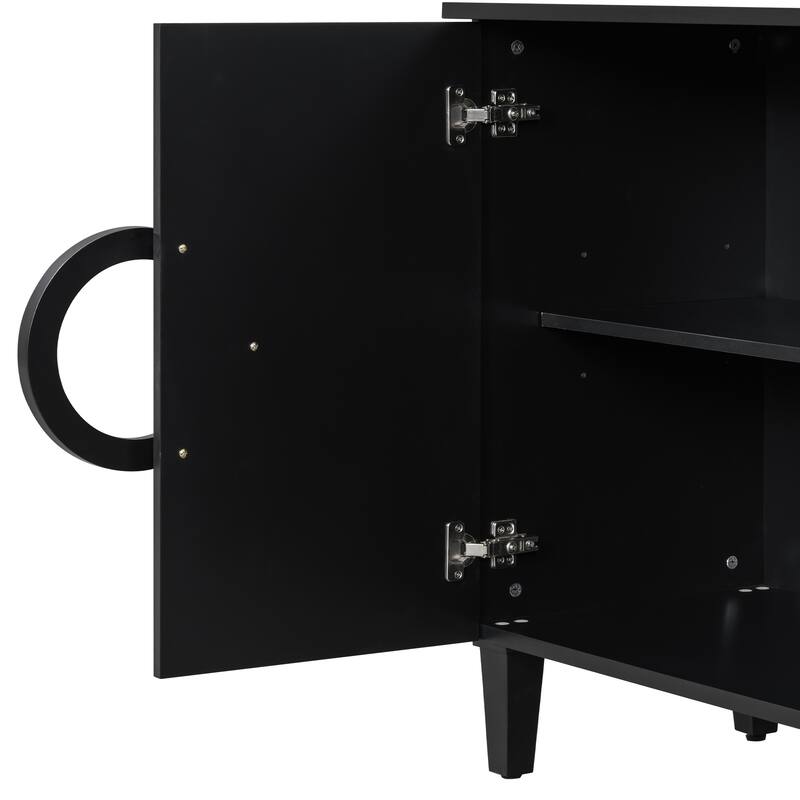 French-Style 4-Door Buffet Cabinet Sideboard with Round Handles, for Living Room, Entryway and Study