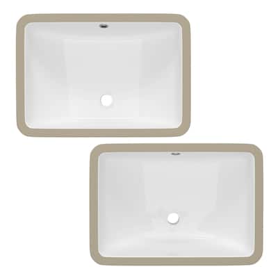 21" Vessel Sink Rectrangle Undermount Bathroom Sink With Overflow (2 Pack) - 21" Rectrangle Undermount Bathroom Sink(2 Pack)