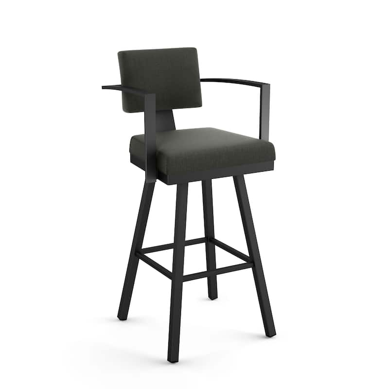 Amisco Akers Swivel Bar Stool - Charcoal Grey Polyester / Black Metal