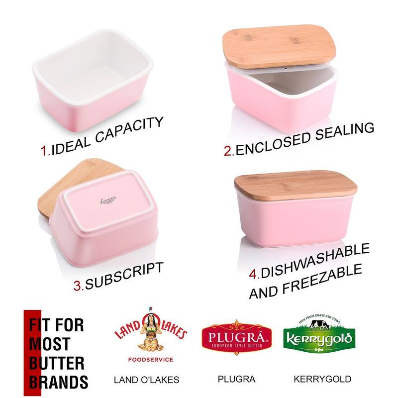 LOVECASA Porcelain 24Oz. Butter Dish with Lid