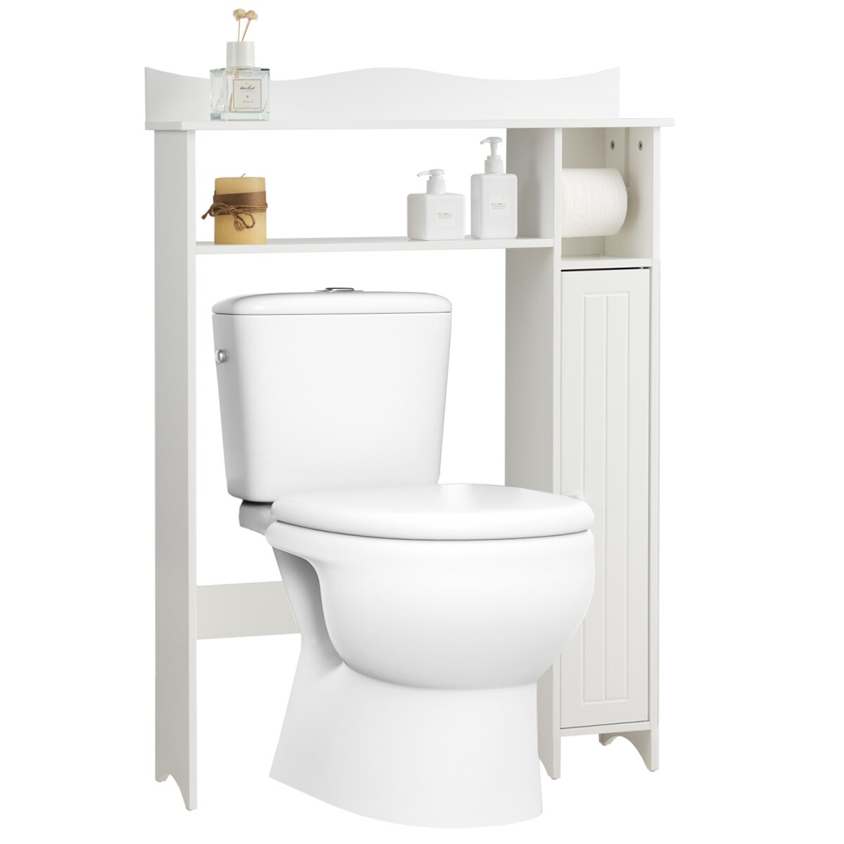 Shop Costway Wood Over The Toilet Storage Cabinet Bathroom Space