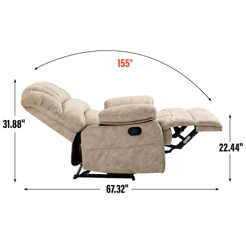 Oversized Manual Fabric Recliner Chair, 155° Recline