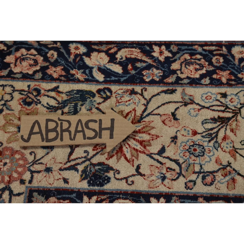 Hand Knotted Oriental 100% Wool Carpet Traditional All-Over Beige & Ivories Isfahan Area Rug - 12' 0'' X 8' 3''