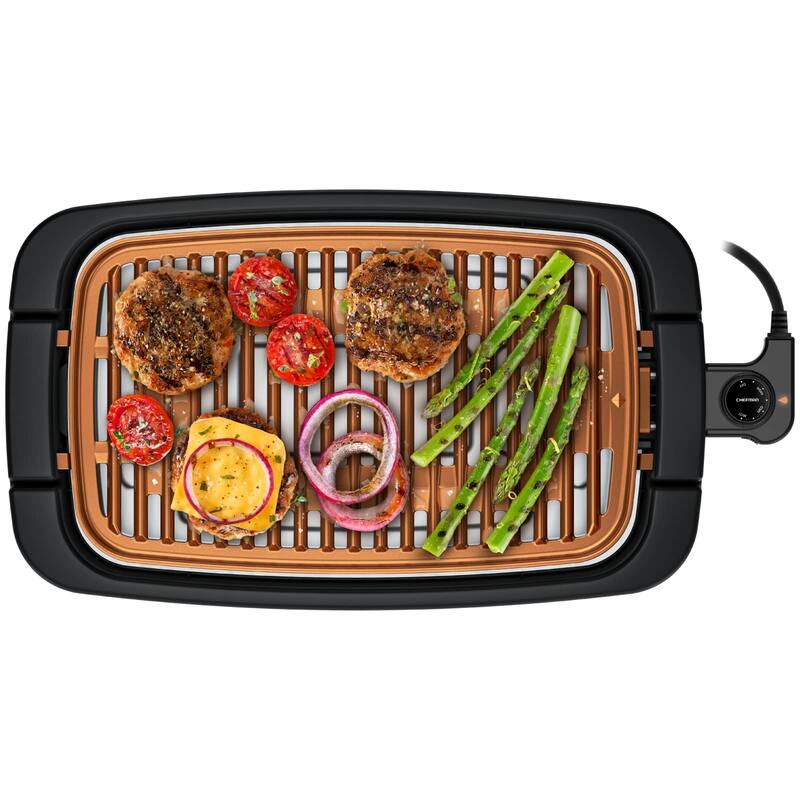 Smokeless Indoor Electric Grill, Extra Large, Nonstick Table Top Grill Grilling and BBQ with Adjustable Temperature Control - Black